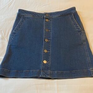 LOFT Blue Denim Mini Skirt with Button Detail